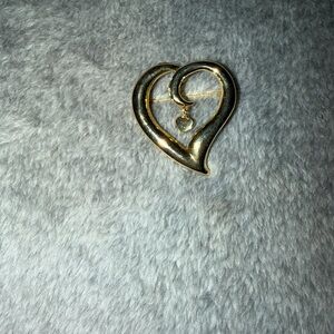 Vintage Goldtone Heart Lapel Pin / Brooch With An Open Center